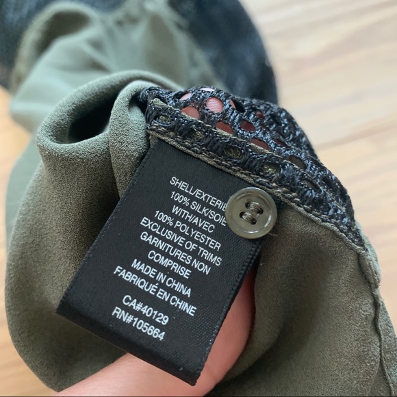 LAMB olive green button down top size XS - Picture 6 of 6